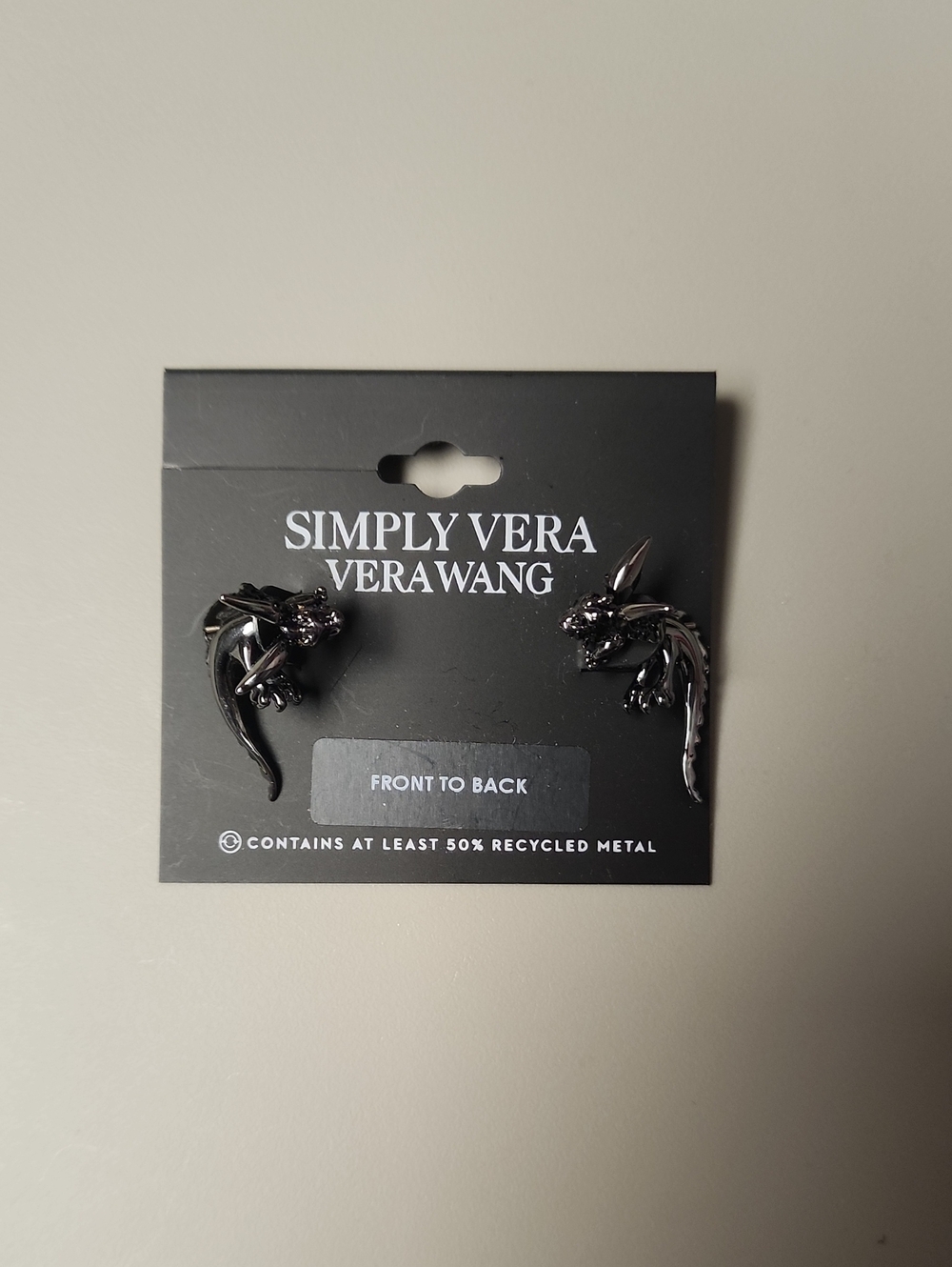 Simply Vera Vera Wang Gunmetal Dragon Earrings